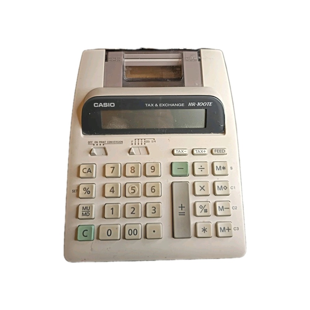 Casio HR-100TM Plus Mini Desktop Printing Calculator Tested Works Without Ink